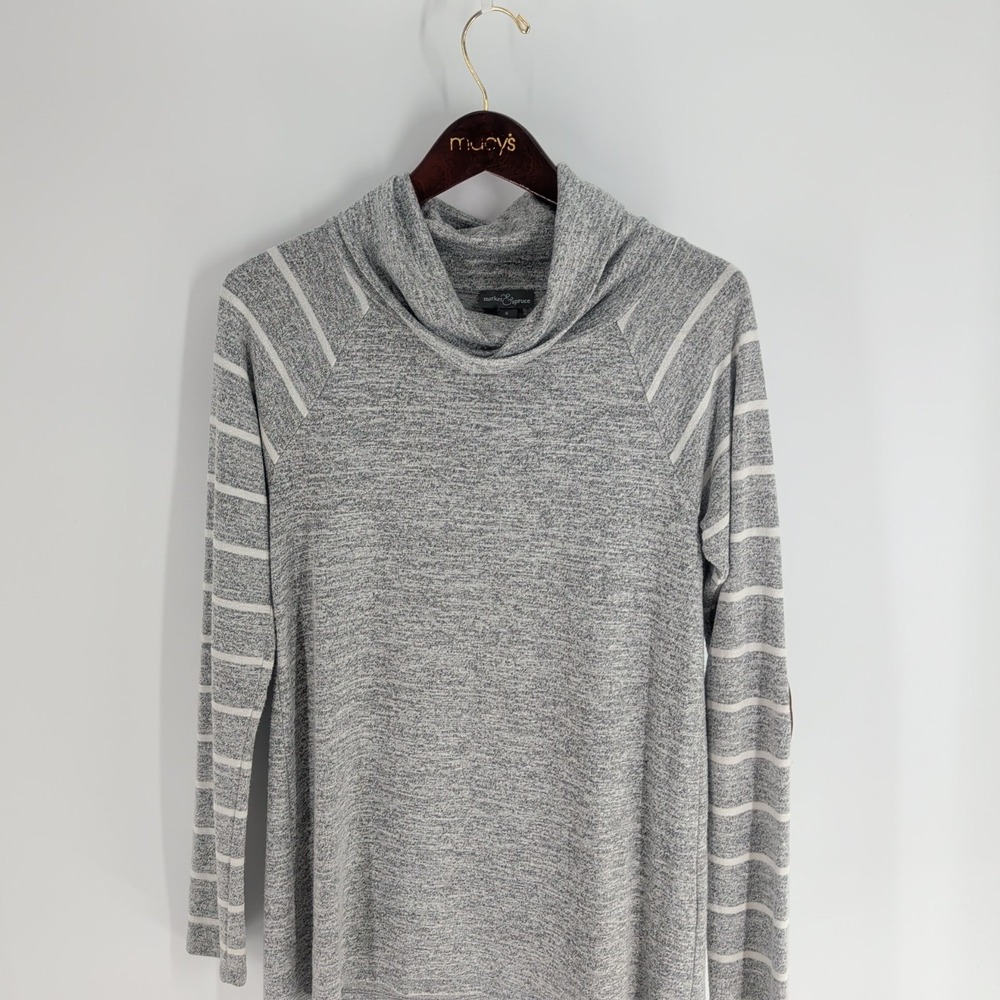 Market & Spruce‎ Elbow Patch Striped Cowl Neck Pullover Sweater Gray Size S